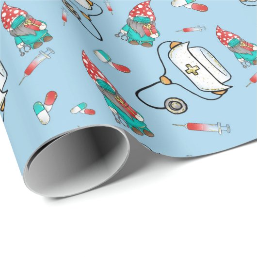 Christmas Medical Gnome Pattern Cadeaupapier (Rol Hoek)