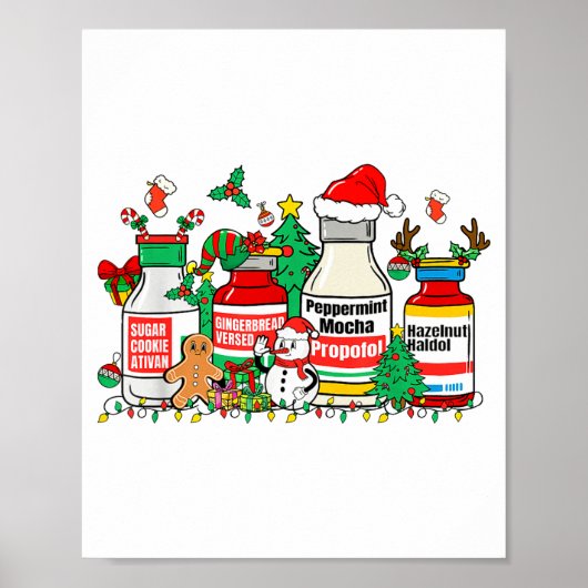 Christmas Medication Bottles Funny Nurse Humor  Poster (Voorkant)