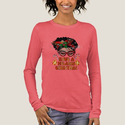 Christmas Melanin Day — Long Sleeve Tee by MaMuse Tri-Blend Shirt (Voorkant)