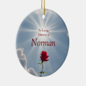 Christmas Memorial Custom Name Roos Keramisch Ornament (Rechts)