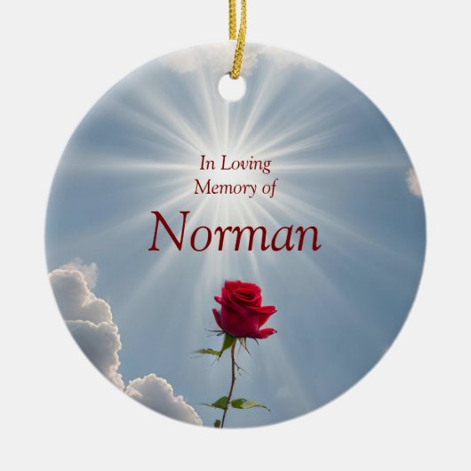 Christmas Memorial Custom Name Roos Keramisch Ornament (Voorkant)