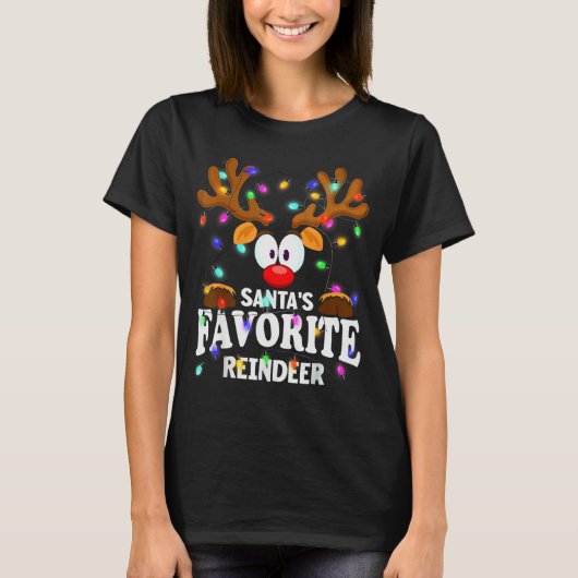 Christmas Men Women Santa's Favorite Reindeer  T-shirt (Voorkant)