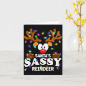Christmas Men Women Santa's Sy Reindeer  Kaart (Gele Bloem)