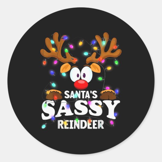 Christmas Men Women Santa's Sy Reindeer  Ronde Sticker (Voorkant)
