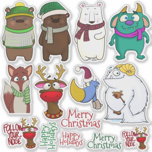 Christmas Menagerie Sticker Sheet (Voorkant)