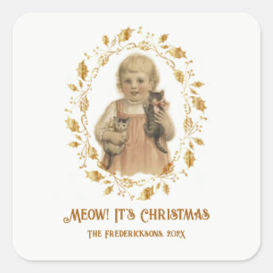 Christmas Meow Vierkante Sticker