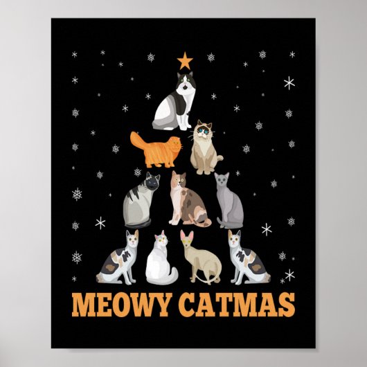 Christmas Meowy Catmas Holiday Cat Lover Gift Poster (Voorkant)