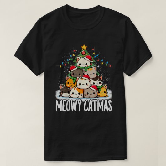 Christmas Meowy Catmas Tree Xmas Cat T-shirt (Design voorkant)