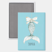 Christmas Mermaid Cream Bow Magneet (Voorkant / Achterkant)