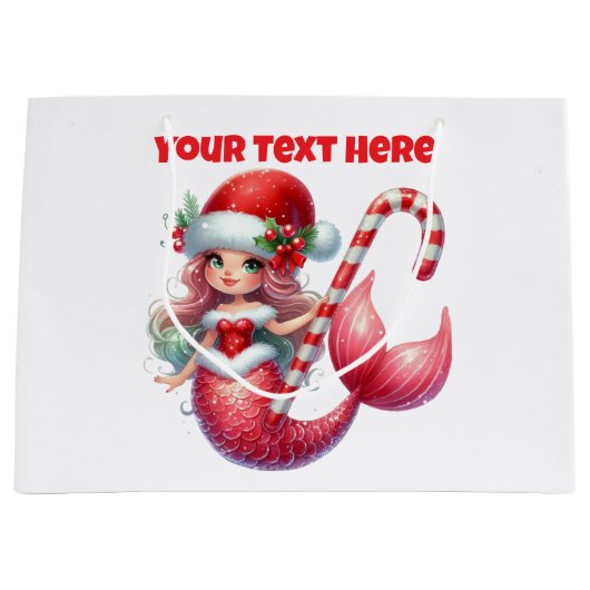 Christmas Mermaid Gift Bag Groot Cadeauzakje (Voorkant)