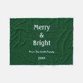Christmas Merry And Bright Hunter Green Gift Decor Fleece Deken (Voorkant (Horizontaal))