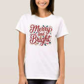 Christmas merry and bright pink red modern font t-shirt (Voorkant)