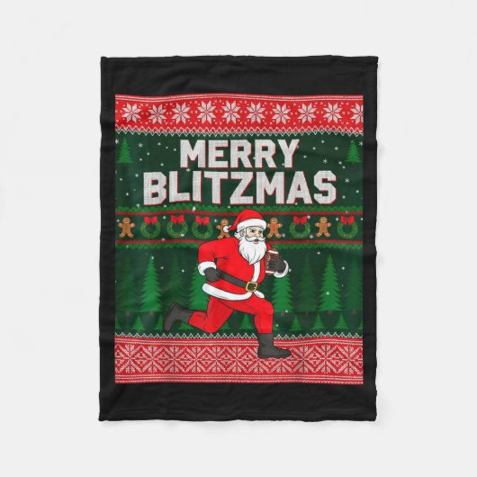 Christmas Merry Blitzmas Santa Football Ugly Sweat Fleece Deken (Voorkant)