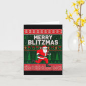 Christmas Merry Blitzmas Santa Football Ugly Sweat Kaart (Gele Bloem)
