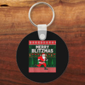Christmas Merry Blitzmas Santa Football Ugly Sweat Sleutelhanger (Voorkant)