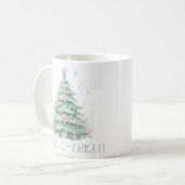 Christmas Merry & Bright Christmas Tree Mint Pink Koffiemok (Voorkant links)