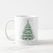 Christmas Merry & Bright Christmas Tree Mint Pink Koffiemok (Links)