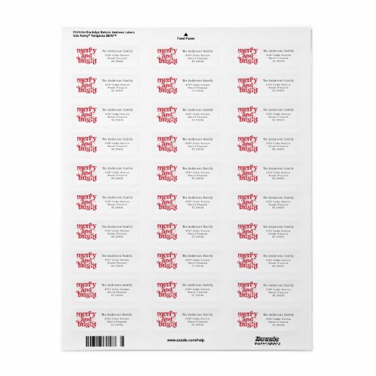 Christmas Merry & Bright Return Address Label (Full Sheet)