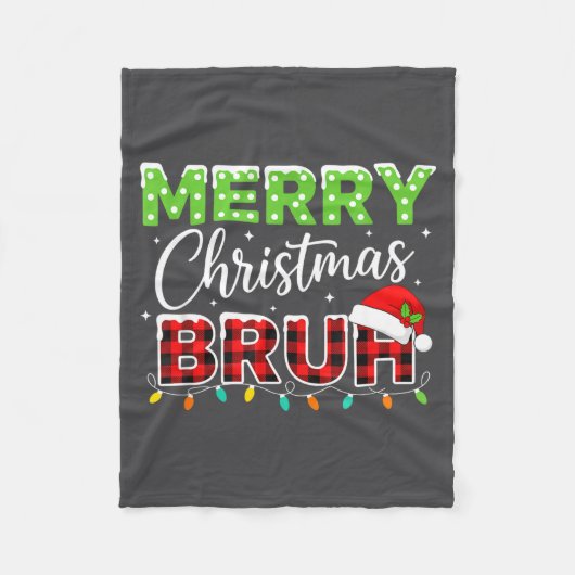 Christmas Merry Christmas Bruh Buffalo Plaid Santa Fleece Deken (Voorkant)