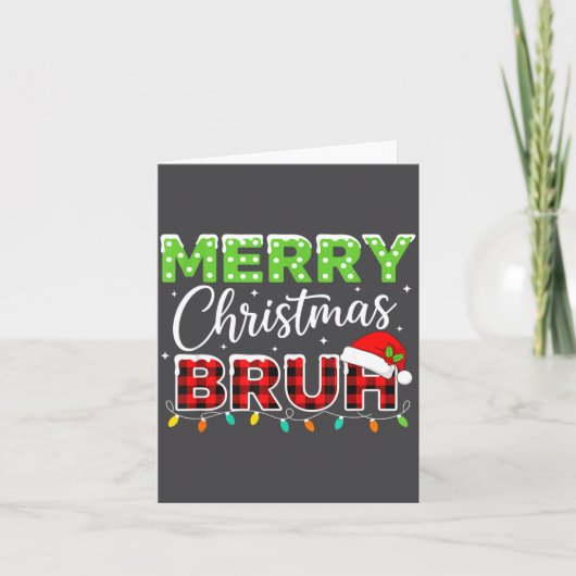Christmas Merry Christmas Bruh Buffalo Plaid Santa Kaart (Voorkant)