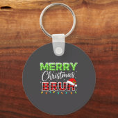 Christmas Merry Christmas Bruh Buffalo Plaid Santa Sleutelhanger (Voorkant)