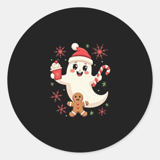 Christmas Merry Christmas For Gift Christmas Ghost Ronde Sticker (Voorkant)
