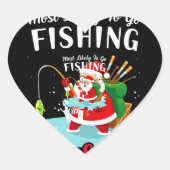 Christmas Merry Christmas For Gift Fishing Santa Hart Sticker (Voorkant)