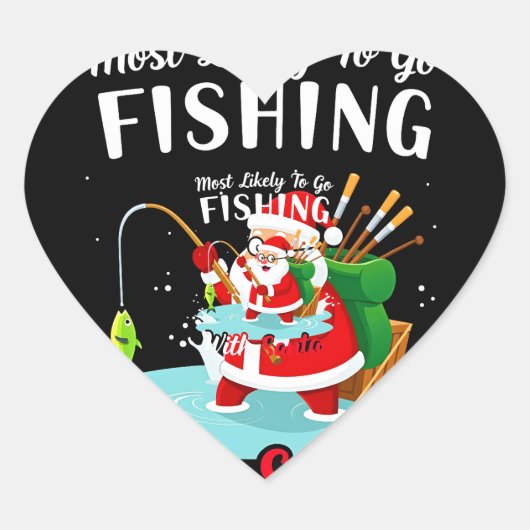 Christmas Merry Christmas For Gift Fishing Santa Hart Sticker (Voorkant)