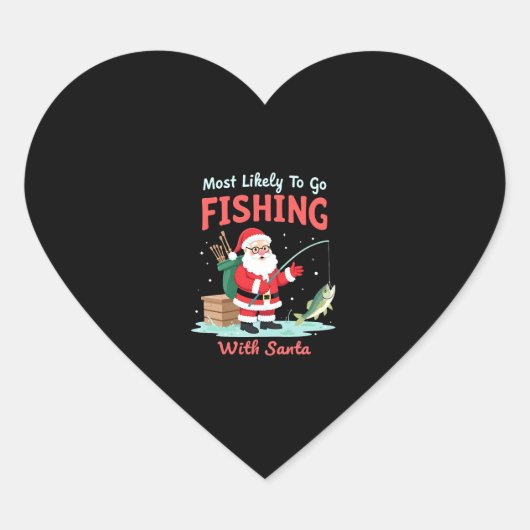 Christmas Merry Christmas For Gift Fishing Santa ( Hart Sticker (Voorkant)