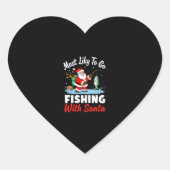 Christmas Merry Christmas For Gift Fishing Santa ( Hart Sticker (Voorkant)