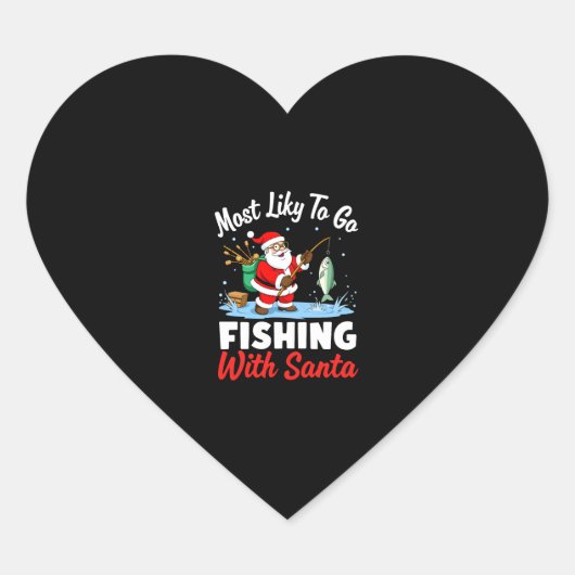 Christmas Merry Christmas For Gift Fishing Santa ( Hart Sticker (Voorkant)