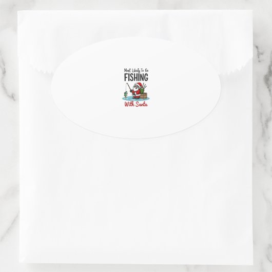Christmas Merry Christmas For Gift Fishing Santa ( Ovale Sticker (Tas)