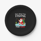 Christmas Merry Christmas For Gift Fishing Santa Papieren Bordje (Voorkant)