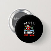 Christmas Merry Christmas For Gift Fishing Santa ( Ronde Button 5,7 Cm (Voorkant /achterkant)
