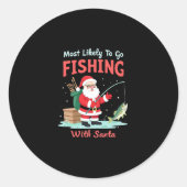 Christmas Merry Christmas For Gift Fishing Santa ( Ronde Sticker (Voorkant)