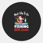 Christmas Merry Christmas For Gift Fishing Santa ( Ronde Sticker (Voorkant)