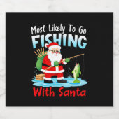 Christmas Merry Christmas For Gift Fishing Santa ( Sparkling Wijnetiket (Enkel label)