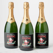 Christmas Merry Christmas For Gift Fishing Santa ( Sparkling Wijnetiket (Flessen)