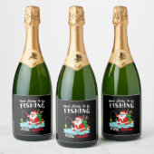 Christmas Merry Christmas For Gift Fishing Santa Sparkling Wijnetiket (Flessen)