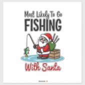 Christmas Merry Christmas For Gift Fishing Santa ( Sticker (Vel)