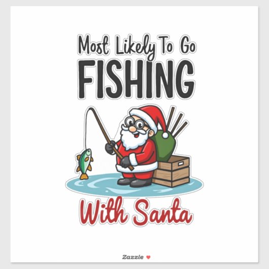 Christmas Merry Christmas For Gift Fishing Santa ( Sticker (Vel)