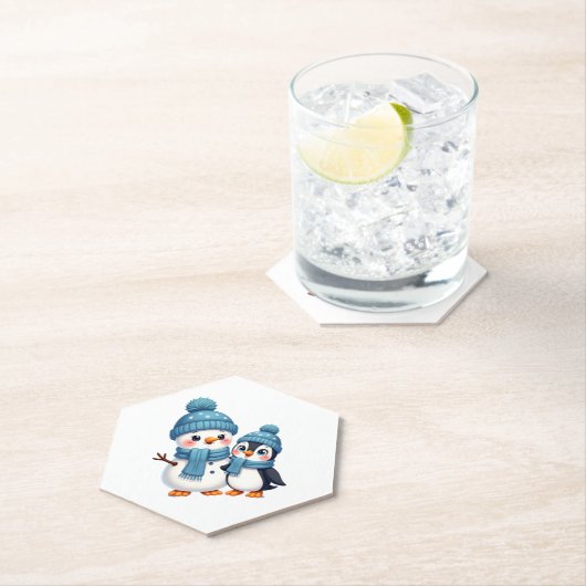 Christmas Merry Christmas For Gift Penguin Snowman Kartonnen Onderzetters (Insitu)