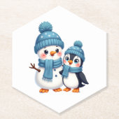 Christmas Merry Christmas For Gift Penguin Snowman Kartonnen Onderzetters (Voorkant)