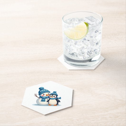 Christmas Merry Christmas For Gift Penguin Snowman Kartonnen Onderzetters (Insitu)
