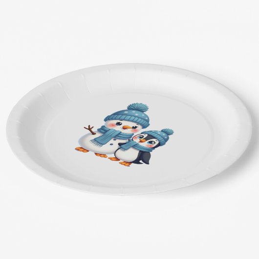 Christmas Merry Christmas For Gift Penguin Snowman Papieren Bordje (Gekanteld)