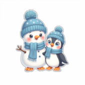 Christmas Merry Christmas For Gift Penguin Snowman Sticker (Voorkant)