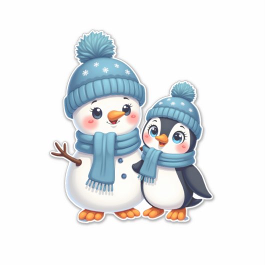 Christmas Merry Christmas For Gift Penguin Snowman Sticker (Voorkant)