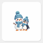 Christmas Merry Christmas For Gift Penguin Snowman Vierkante Sticker (Voorkant)