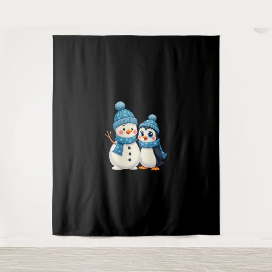 Christmas Merry Christmas For Gift Penguin Snowman Wandkleed (Voorkant)