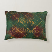 Christmas, Merry Christmas, Gold Red Green Pattern Accent Kussen (Achterkant)